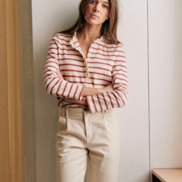 Sezane Gaël Marinière Écru / Bois De Rose - Size M - Picture 2 of 4